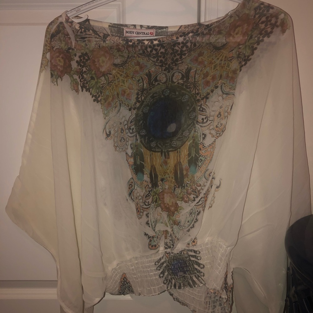 Body Central Flowy Jeweled Blouse